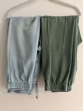Light Blue and Olive Green Jogger Pants Duo
